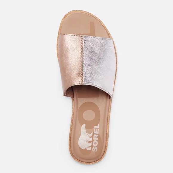 Sorel Shoes - Sorel Women's Ella II Block SIide Sandal Pure Silver and Gold Size 7.5